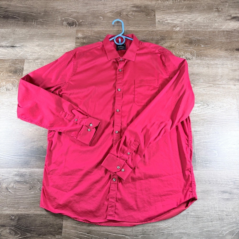 The Saville‎ Row Company Men's Button Down Classic Fit Size 18 - 18.5 34/35 Red